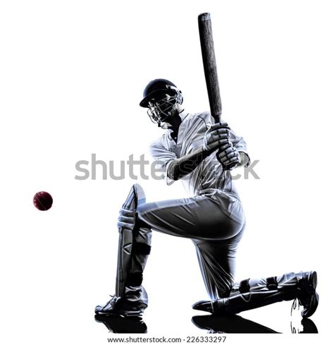 Cricket Player Batsman Silhouette Shadow On Stock Photo 226333297