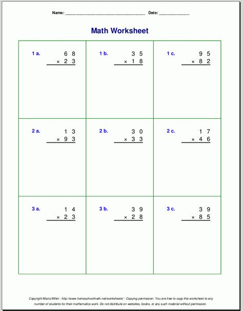 Math worksheets and topics for fourth grade. Free Printable Multiplication Worksheets For 4Th Grade | Free Printable