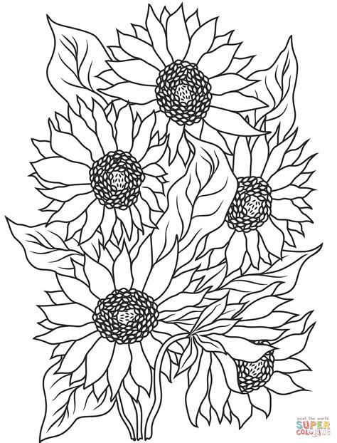 I'm sure you will be thrilled to see realistic flower drawings on a. Sunflower coloring page | Free Printable Coloring Pages