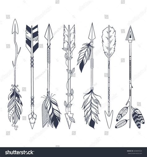 Arrow Set Native American Indian Style Stock Vector Royalty Free 604809524 Shutterstock