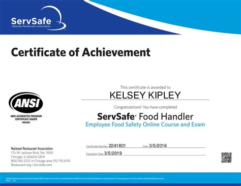 • food manager exam testing center location: ServSafe Food Handler Certificate