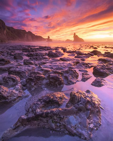 Sunset At Motukiekie Beach West Coast New Zealand Oc 4480x5600