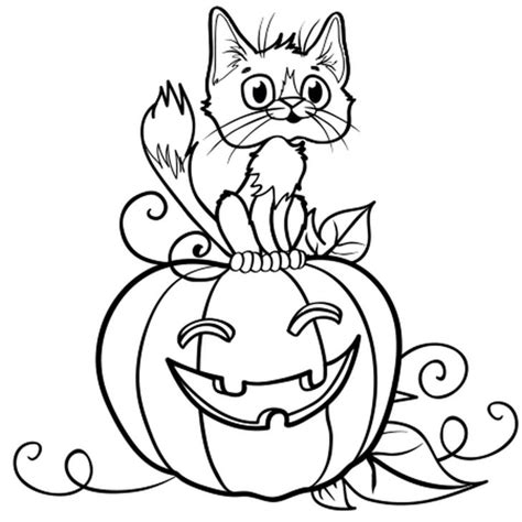Coloriage Chat Sur Une Citrouille D'halloween En Ligne tout Coloriage