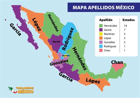 Mapa De Apellidos Más Comunes México Todo Mapas México