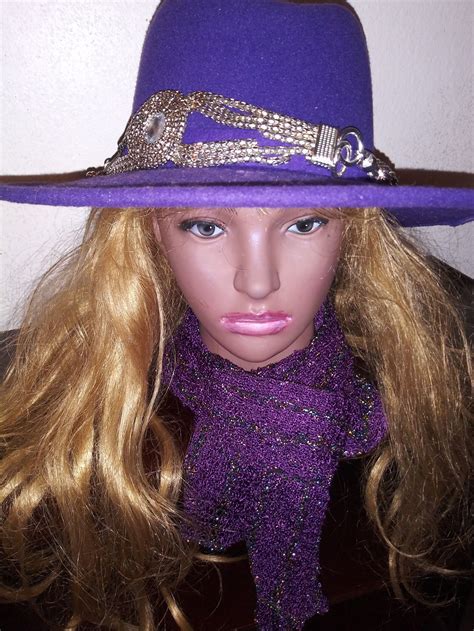 Purple Felt Hat With 2 Silver Bling Head Bands Etsy