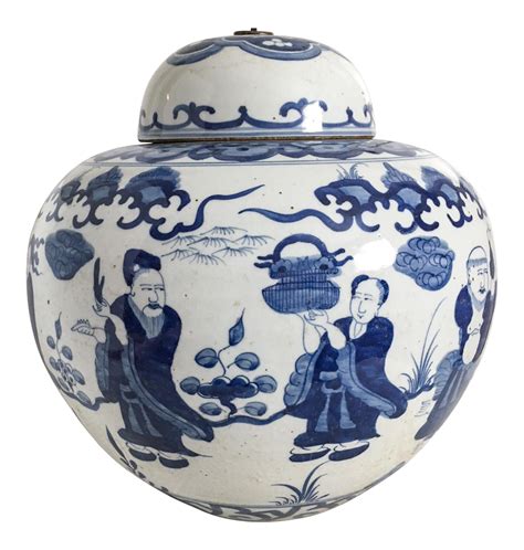 Extra Large Chinese Vintage Blue And White Ginger Jar On