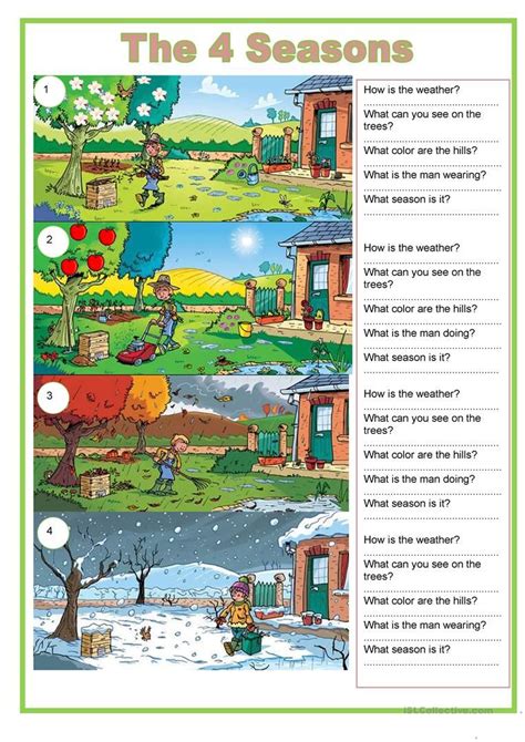 The 4 Seasons English Esl Worksheets For Distance Learning And