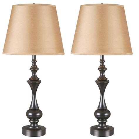 Set 2 Pair Oil Rubbed Bronze Table Lamps Shade Candlestick 27″ Bedroom