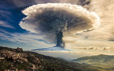 Hd Wallpaper Volcano Landscape Lava Clouds Indonesia Rock