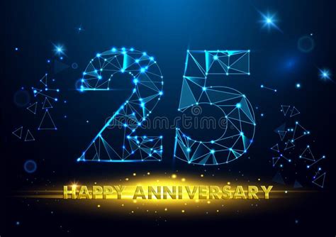 Celebrating 25th Anniversary Golden Sign With Diamonds Vector Stock