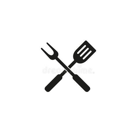 Bbq Or Grill Tools Icon Barbecue Fork And Spatula Cross Vector Black