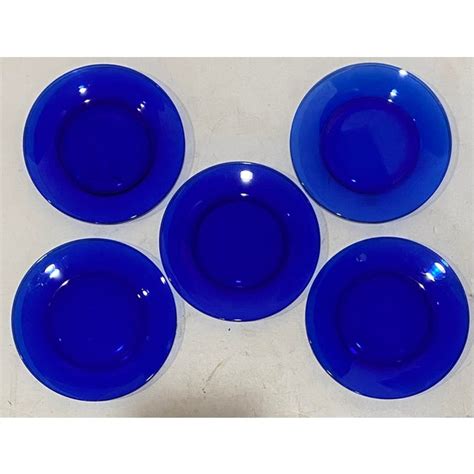Vintage Cobalt Blue Glass Dessert Plates Set Of 5 Chairish