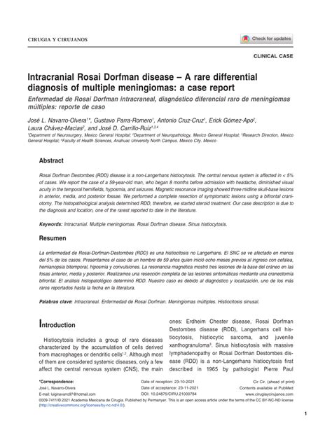 Pdf Intracranial Rosai Dorfman Disease A Rare Differential Diagnosis