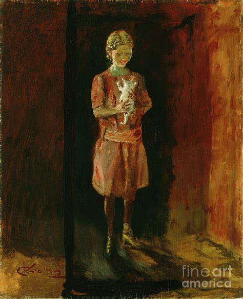 Girl With Cat Painting By O Vaering By Christian Krohg Pixels