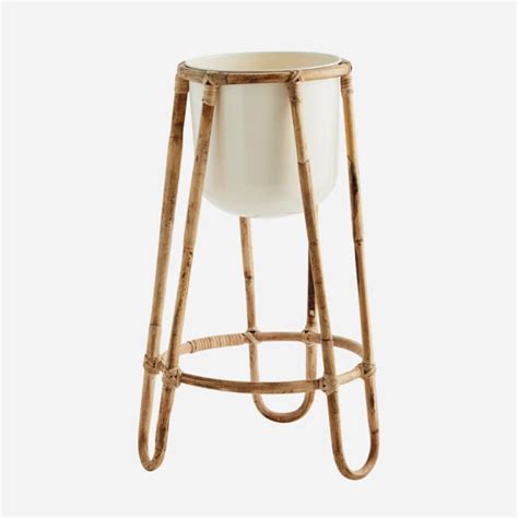 Trouva Bamboo And Enamel Plant Stand