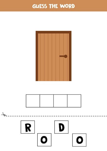 Premium Vector Spelling Game For Preschool Kids Wooden Door