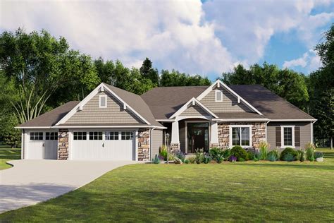 Split Bedroom Craftsman Ranch Home Plan With Optional Finished Lower