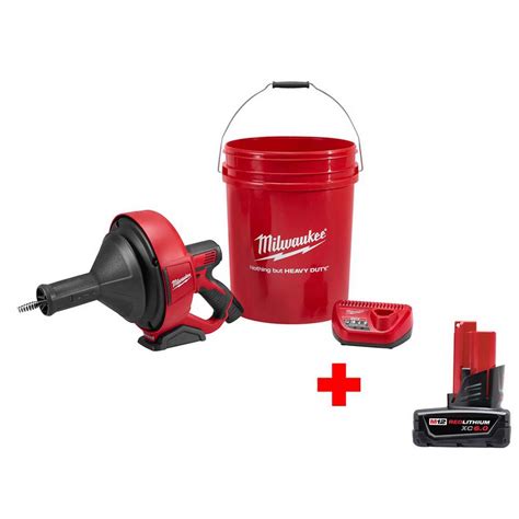 Milwaukee M Volt Lithium Ion Cordless Auger Snake Drain Cleaning