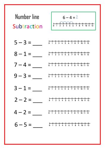 Number Line Subtraction Worksheet School