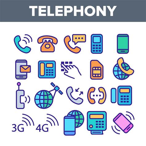 Global Telephony System Linear Vector Icons Set 9795074 Vector Art At