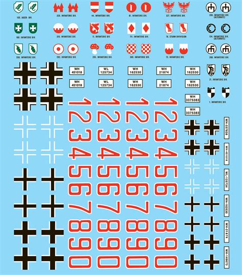 28mm Wwii German Division Markings And Numbers Decals 2 For Medium To