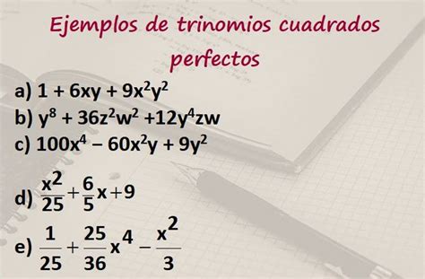 Trinomio cuadrado perfecto cómo identificarlo ejemplos ejercicios