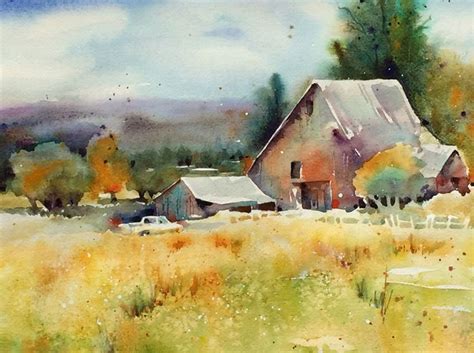 The Old Barn 1 Watercolor Landscape Paintings Watercolor Barns