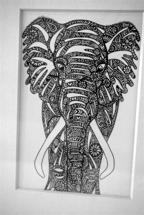 An Elephant Is Drawn In Black And White