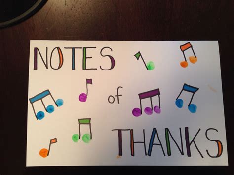 Music Teacher Thank You Card Fingerprint Music Notes Teacher Thank