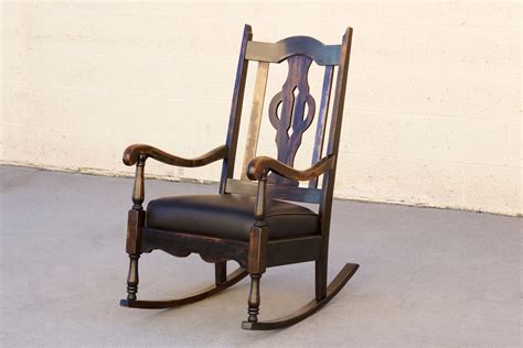 Antique Mission Style Rocking Chair Refinished Maple And Leather