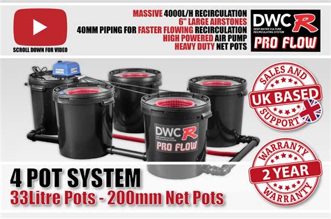 4 Pot 33l Dwcr Pro Flow Under Current Hydroponics Rdwc Bubbler System
