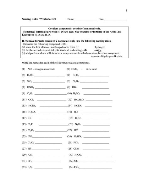 Naming Ionic And Covalent Compounds Worksheet — Db