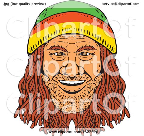 Rastafarian Head Front Drawing Color By Patrimonio 1627526