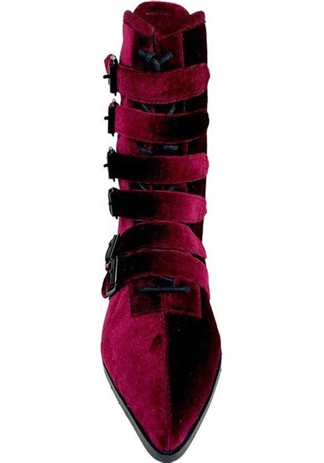 Strangecvlt Coven Burgundy Velvet Boots Buy Online Australia