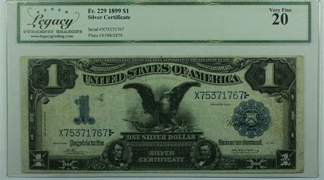 Banknoten 1 One Dollar Silver Certificate Black Eagle 1899 Note Fr