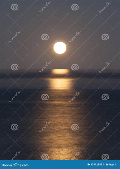 Super Moon Sets Over The Pacific Ocean Stock Photo Image Of