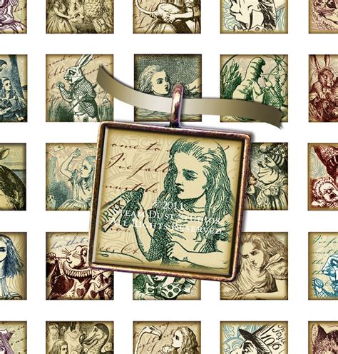 Alice In Wonderland With Victorian Textures 1x1 Inch Squares Etsy