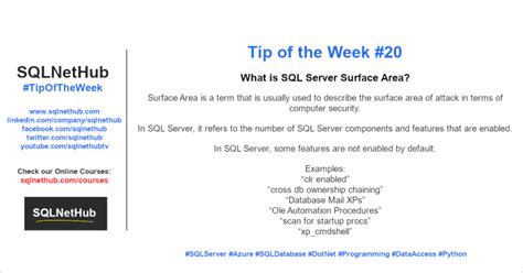 Tip Of The Week No Sql Server Surface Area Sqlnethub