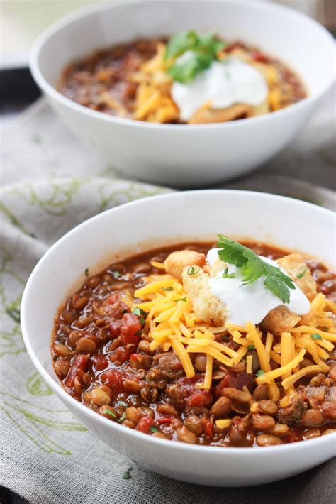 It has the chili powder, spices, and tomatoes you would expect. Lentil Chili Recipe - Cake Cooking Recipes