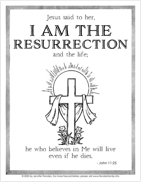 I AM the Resurrection Coloring Page - Flanders Family Homelife