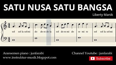 Not Balok Satu Nusa Satu Bangsa Lagu Wajib Nasional Doremi
