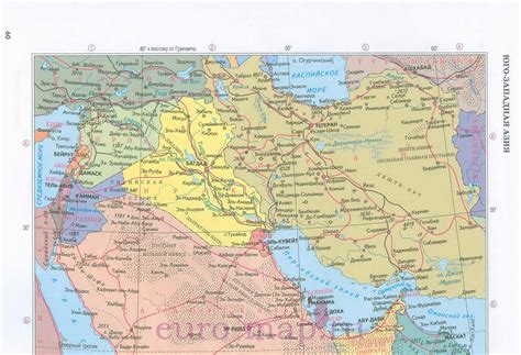 Карта Ближнего Востока Политическая карта Ближнего Востока на русском