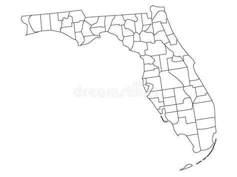 Mapa Dos Condados Do Estado Da Flórida Dos Eu Ilustração Do Vetor
