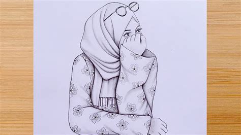 Pencil Sketch For Beginners How To Draw A Cute Girl With Hijab