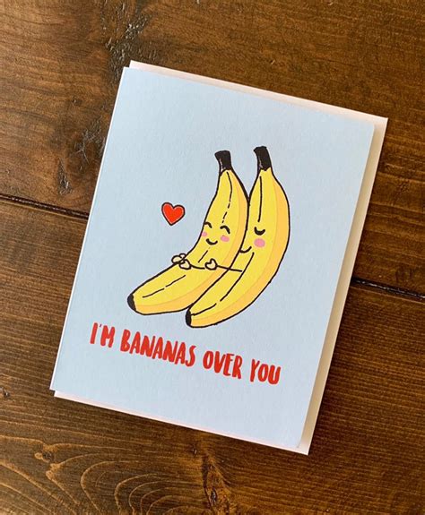 Banana Anniversary Valentines Card Bananas Valentine Love Etsy