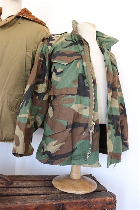 vintage 1980s 80s alpha industries us army woodland camo camouflage m 65 field jacket 38 chest