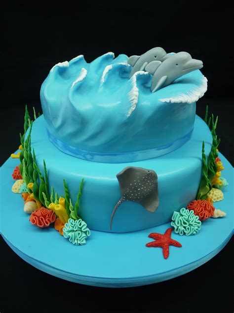 Ocean Inspired Cake Ocean Waves With Dolphins ♥♥ Beach Themed Cakes