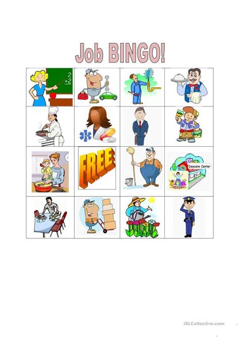 Job Bingo English Esl Worksheets For Distance Learning And