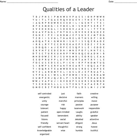 Qualities Of A Leader Word Search Wordmint