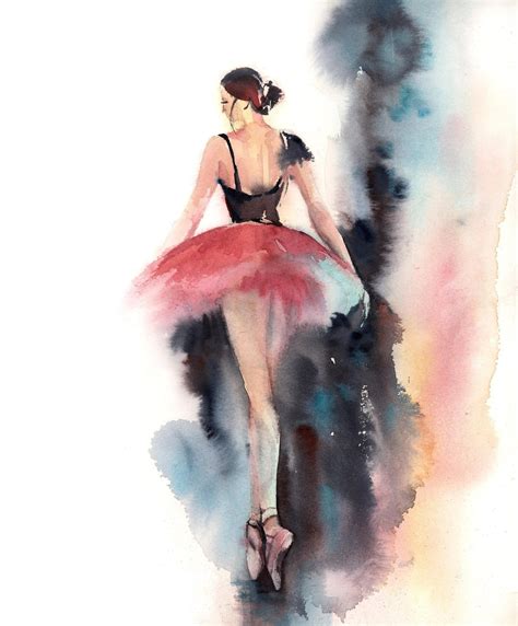 Ballerina In Pink Tutu Original Watercolor Painting Ballet Dance